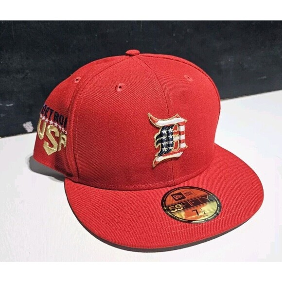 New MLB Baseball Detroit Tigers USA RED  4th Of July New Era 59fifty 7 1/2 HAT - Picture 1 of 7